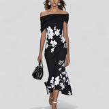 Robe Midi Fleurie Épaules Dénudées