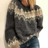 Pull Femme Motif Nordique – Maille Chaude Hiver