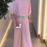 Ensemble Fluide Élégant Strass Soirée Chic