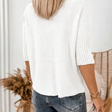Pull Ample Manches Courtes Automne Blanc Femme