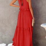 Robe Longue Femme Sans Manches à Volants