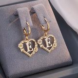 Boucles d'oreilles créoles cœur avec initiale, femme