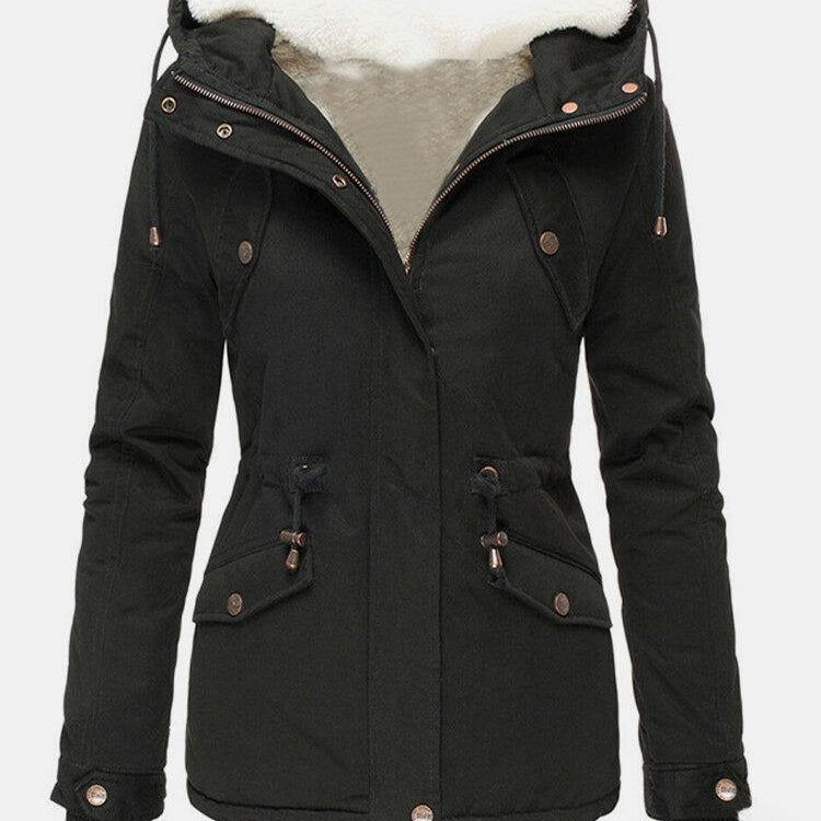 Veste Parka Capuche Doublure Chaude Coupe Cintrée Hiver