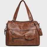 Sac porté épaule femme multipoches zippé
