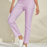 Pantalon Carreaux Vichy Ajusté Style Chic Décontracté