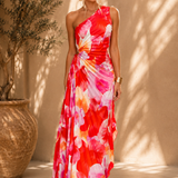 Robe Femme Longue Asymétrique – Robe Fleurie Élégante