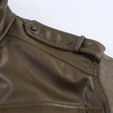 Blouson court en simili cuir pour femme
