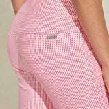 Pantalon Carreaux Vichy Ajusté Style Chic Décontracté