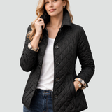 Veste matelassée femme à col pointu boutonnée