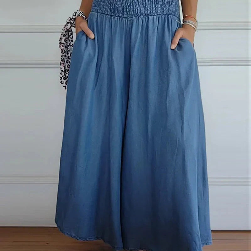 Jupe Longue Fluide Taille Smockée Bohème