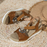 Sandales Compensées à Bride Métallique