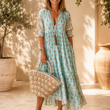 Robe Maxi Bohème Imprimé Léger Coupe Fluide Été