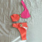 Maillot de Bain Bikini Bicolore Texturé
