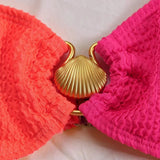 Maillot de Bain Bikini Bicolore Texturé