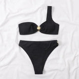 Maillot de Bain Bikini Bicolore Texturé