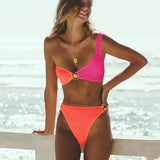 Maillot de Bain Bikini Bicolore Texturé