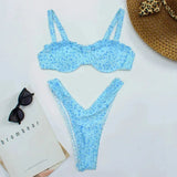 Bikini 2 Pièces Imprimé Floral à Volants