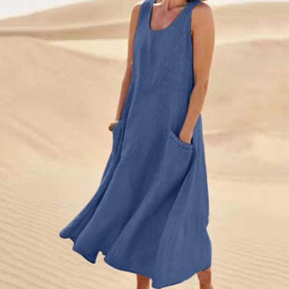 Robe Femme Longue Lin – Robe Ample Décontractée