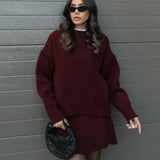 Ensemble Maille Oversize Pull Long Jupe Assortie Style Cocooning Chic