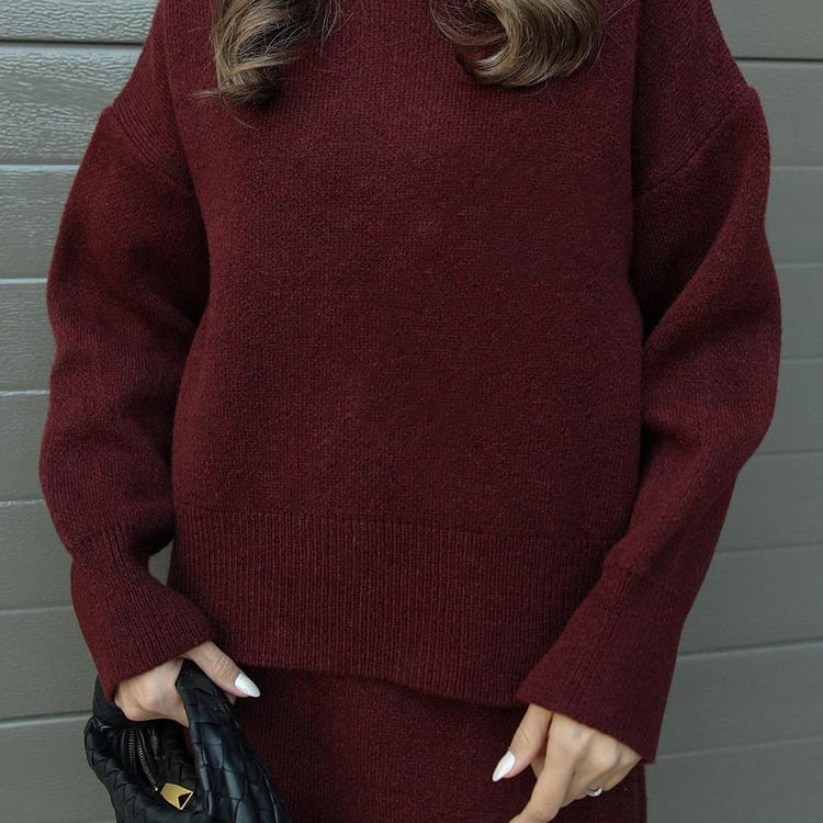 Ensemble Maille Oversize Pull Long Jupe Assortie Style Cocooning Chic