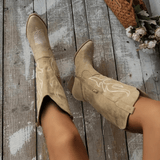 Bottes Western Broderies Tige Haute Talon Confort Style Cowboy