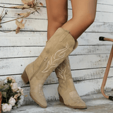 Bottes Western Broderies Tige Haute Talon Confort Style Cowboy