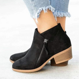 Bottines Suédine Zip Talon Western Moderne