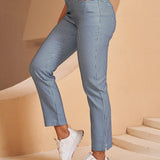 Pantalon Carreaux Vichy Ajusté Style Chic Décontracté