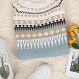 Pull en maille Fair Isle col montant pour femme