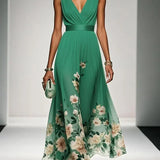 Robe Longue Étée Légère Verte Femme