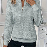 Pull Femme Zippé Col Rond Texturé