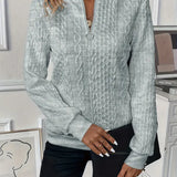 Pull Femme Zippé Col Rond Texturé