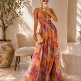 Robe Maxi Fluide Imprimé Aquarelle Élégance Été