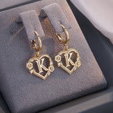 Boucles d'oreilles créoles cœur avec initiale, femme
