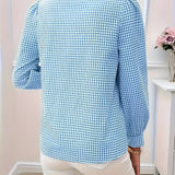 Chemise Nœud Col Motif Carreaux Élégance Féminine