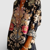 Chemise Imprimée Florale à Manches Retroussées