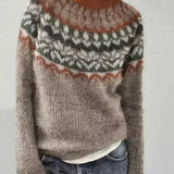 Pull femme en maille Fair Isle col bateau