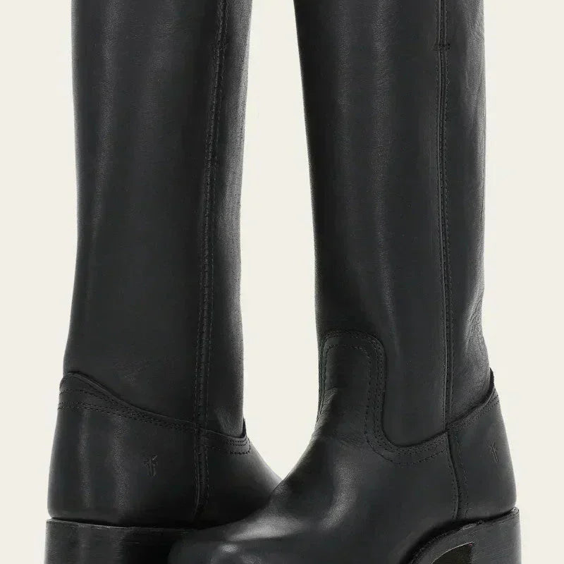 Bottes Hautes Vintage Cuir Style Équestre