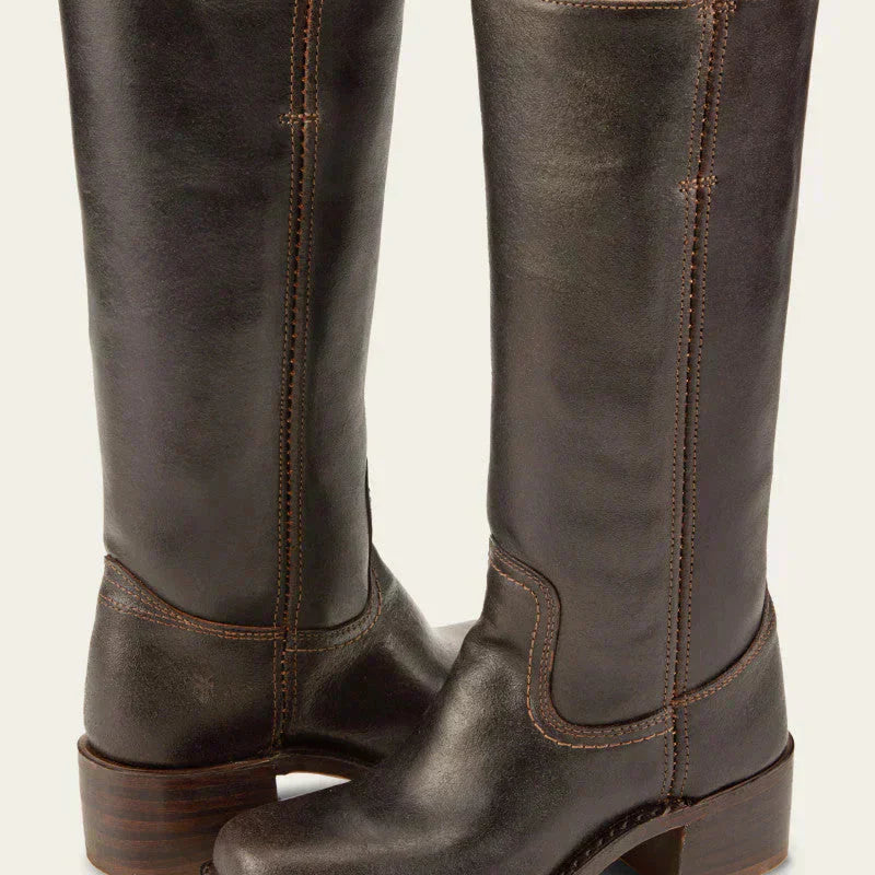Bottes Hautes Vintage Cuir Style Équestre