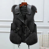 Gilet Femme Fourrure Élégant Sans Manches