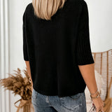 Pull Ample Manches Courtes Automne Blanc Femme