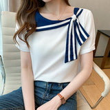 Elegant Bluse Med Sløjfe Detalje Feminint Stilrent Look
