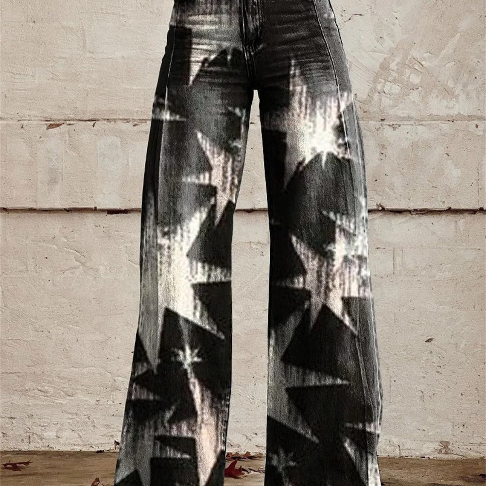 Pantalon Large à Imprimé Moucheté