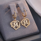 Boucles d'oreilles créoles cœur avec initiale, femme