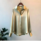 Chemise Satinée Fluide Style Élégant