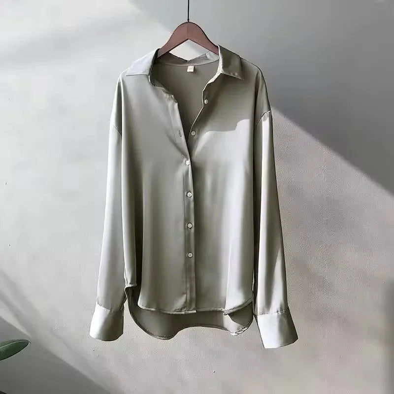 Chemise Satinée Fluide Style Élégant