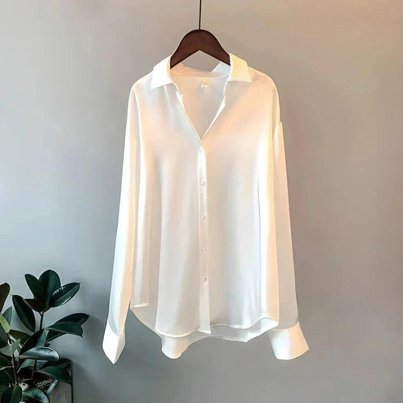 Chemise Satinée Fluide Style Élégant
