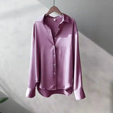 Chemise Satinée Fluide Style Élégant