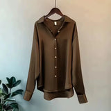 Chemise Satinée Fluide Style Élégant
