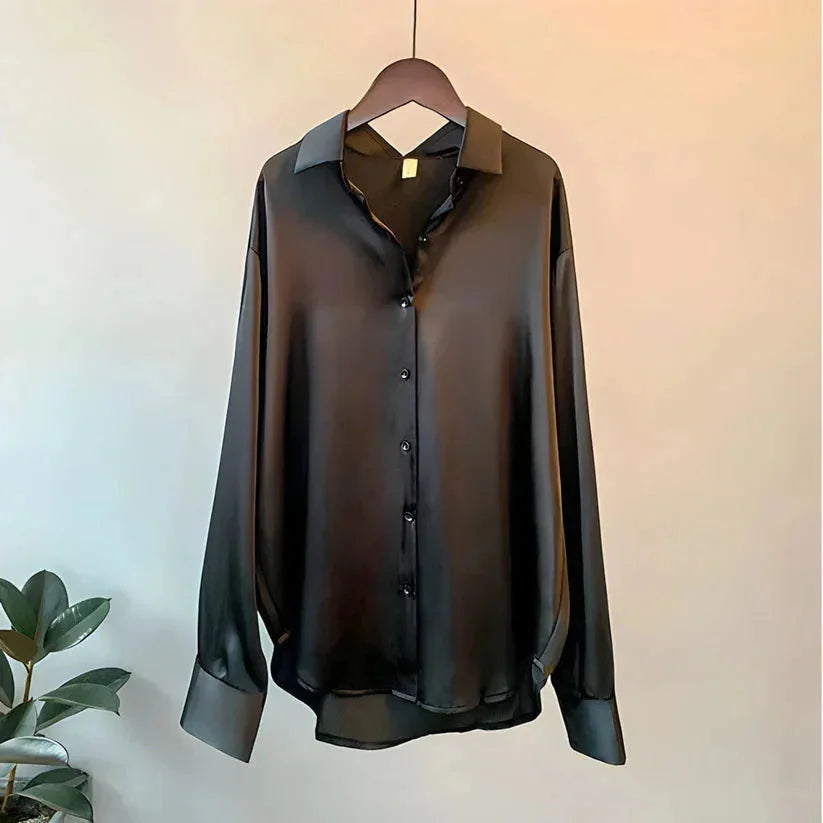 Chemise Satinée Fluide Style Élégant